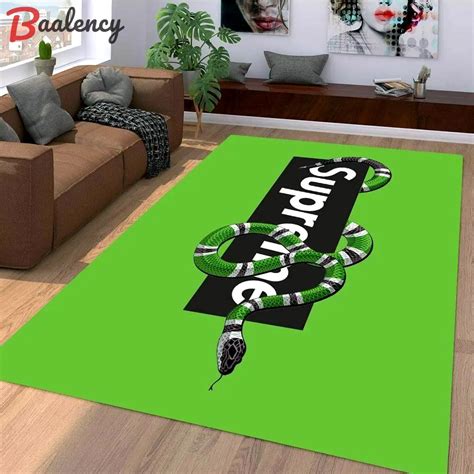 Gucci supreme snake logo luxury area rug carpet home decor